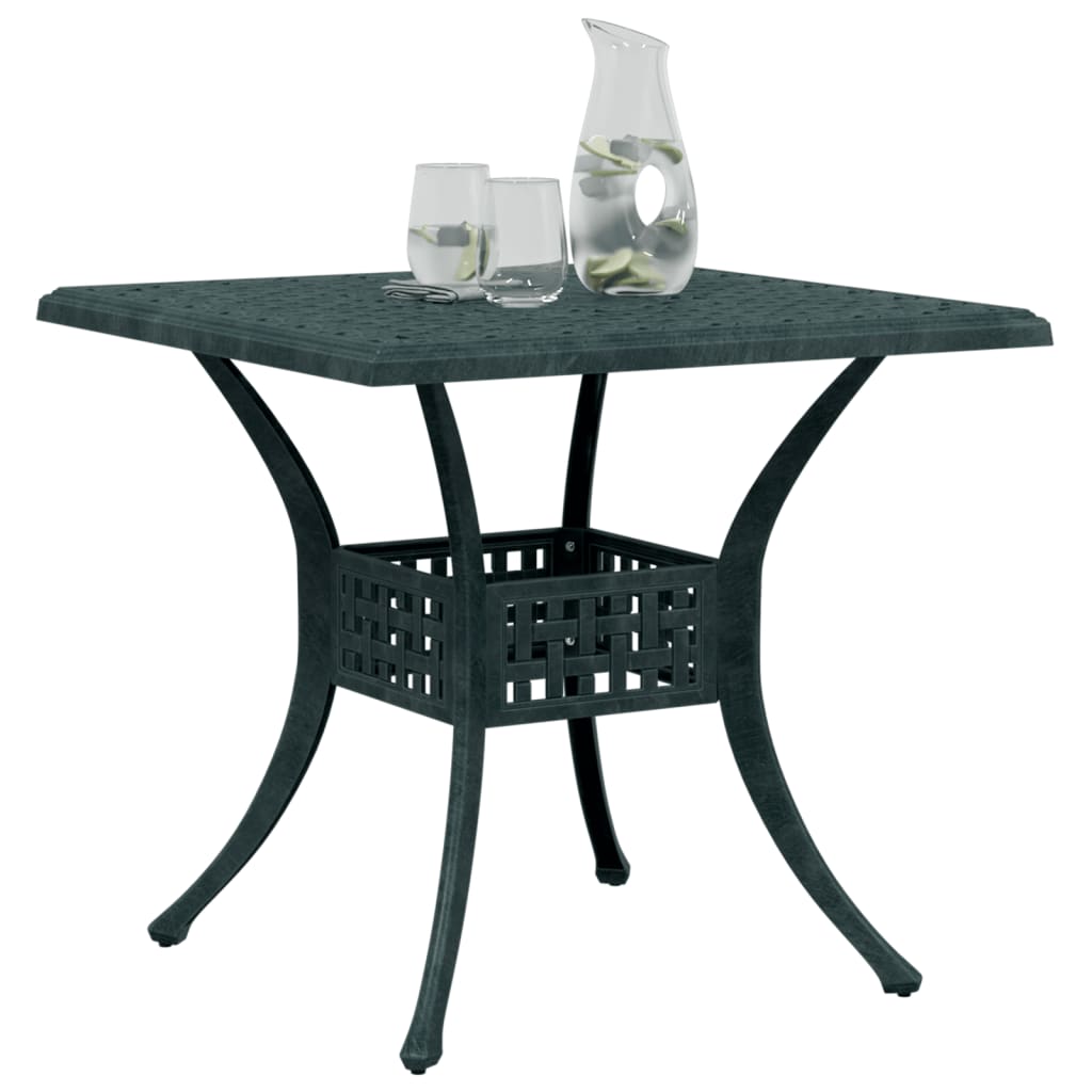 vidaXL Table de jardin Vert 80x80x75 cm Aluminium moulé