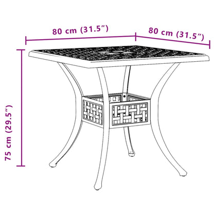 vidaXL Table de jardin Vert 80x80x75 cm Aluminium moulé