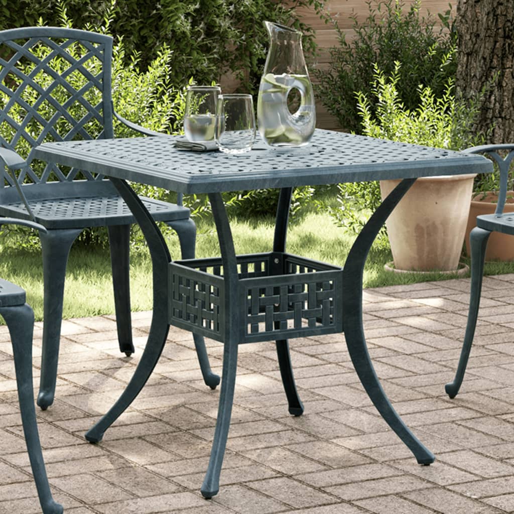 vidaXL Table de jardin Vert 80x80x75 cm Aluminium moulé