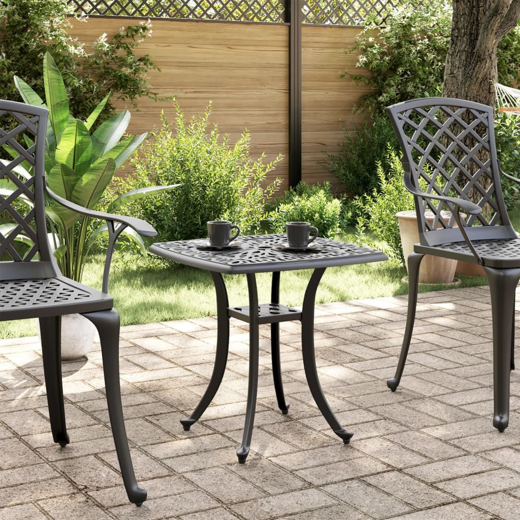 vidaXL Table de jardin noire 53x53x53 cm aluminium moulé