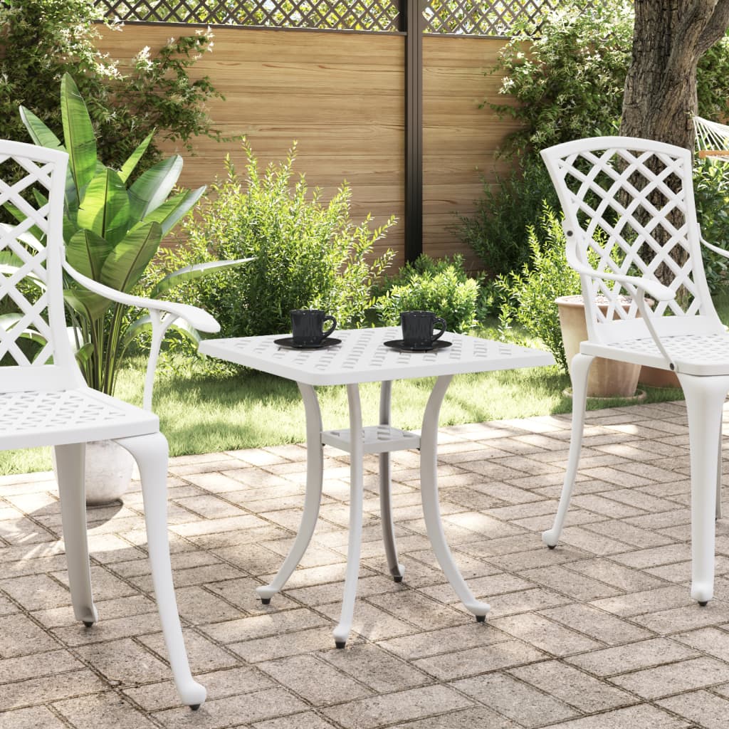 vidaXL Table de jardin blanc 53x53x53 cm en fonte d'aluminium