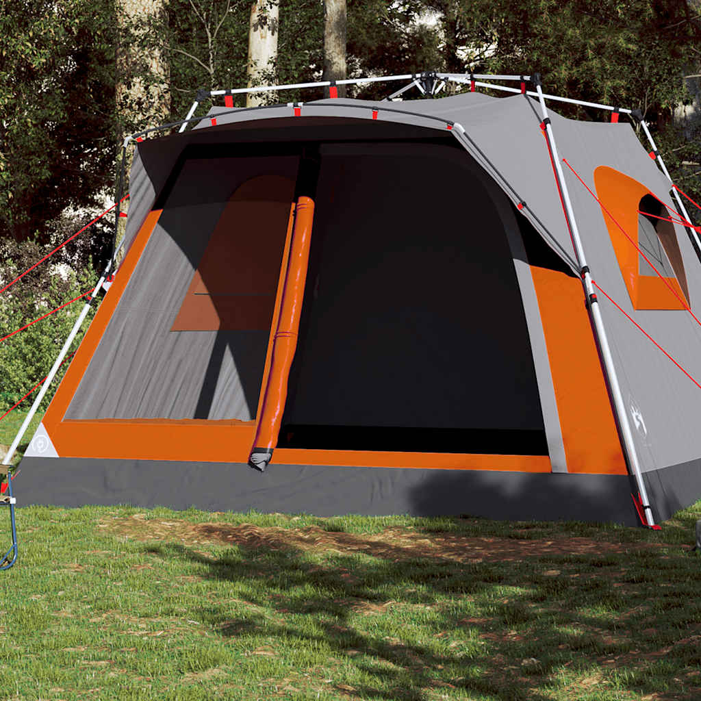 vidaXL Familienzelt für 7 Personen Grau und Orange Quick Release