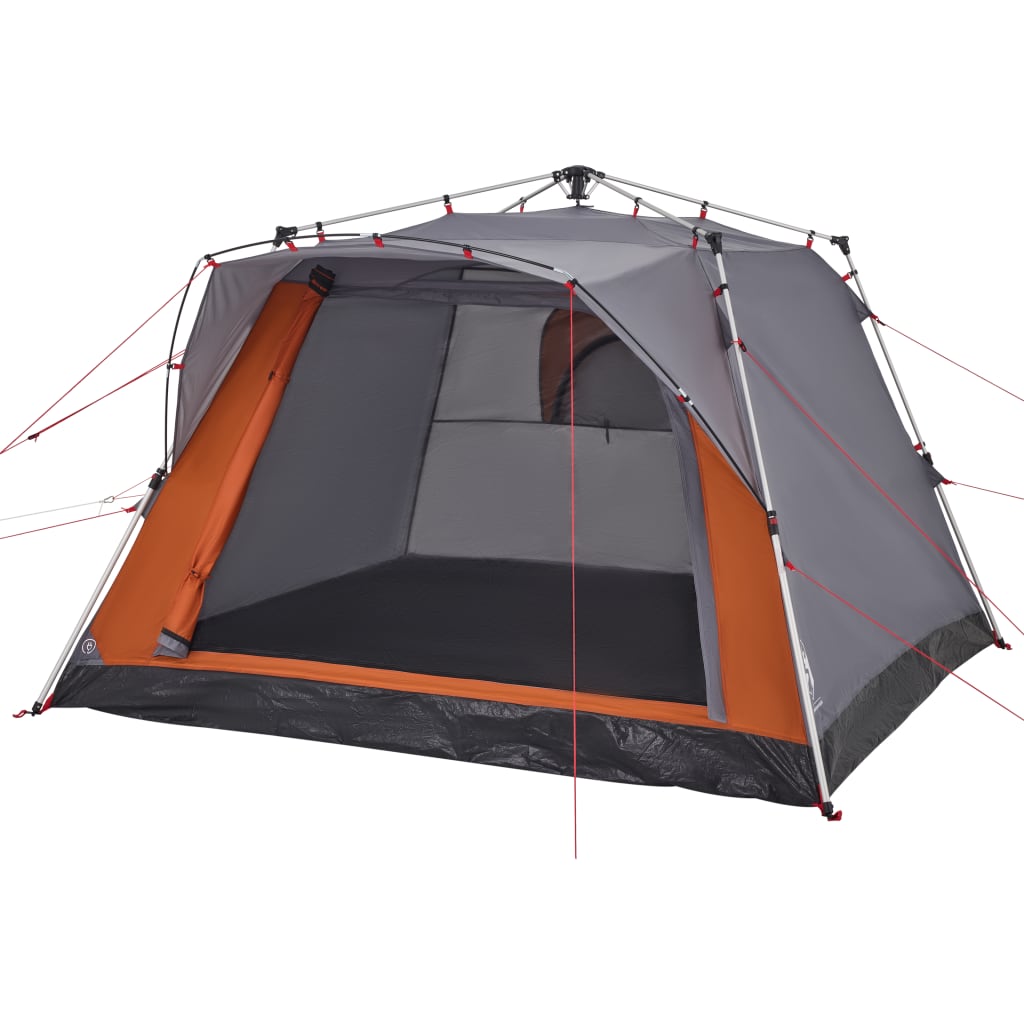 vidaXL Campingzelt 4 Personen Grau und Orange Quick Release