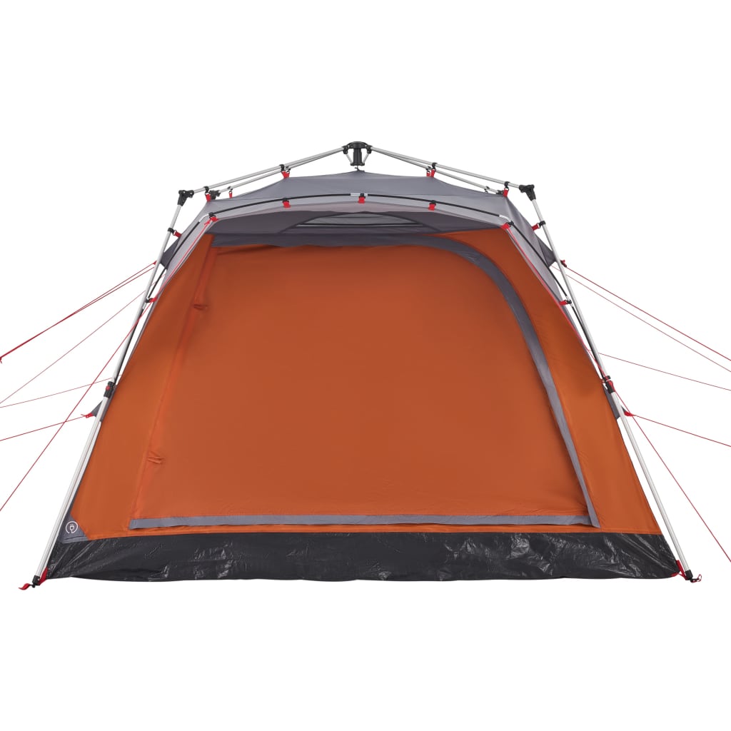 vidaXL Campingzelt 4 Personen Grau und Orange Quick Release