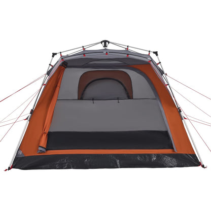vidaXL Campingzelt 4 Personen Grau und Orange Quick Release