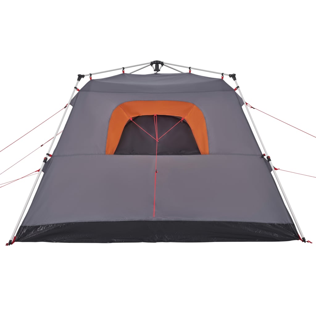 vidaXL Campingzelt 4 Personen Grau und Orange Quick Release