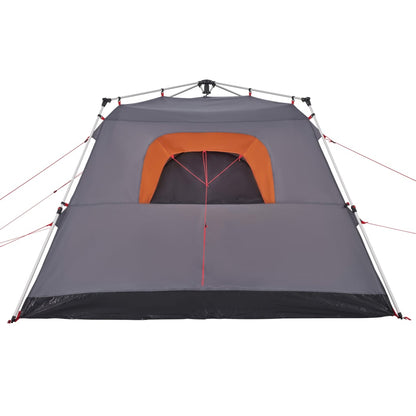 vidaXL Campingzelt 4 Personen Grau und Orange Quick Release
