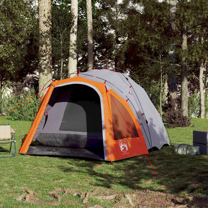 vidaXL Kuppel-Campingzelt 3 Personen Grau und Orange Quick Release