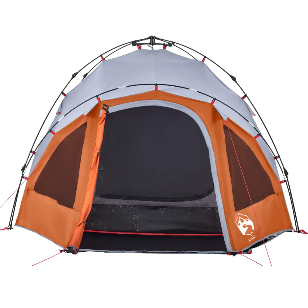 vidaXL Kuppel-Campingzelt 3 Personen Grau und Orange Quick Release