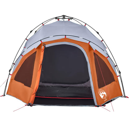 vidaXL Kuppel-Campingzelt 3 Personen Grau und Orange Quick Release