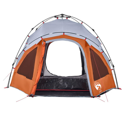 vidaXL Kuppel-Campingzelt 3 Personen Grau und Orange Quick Release