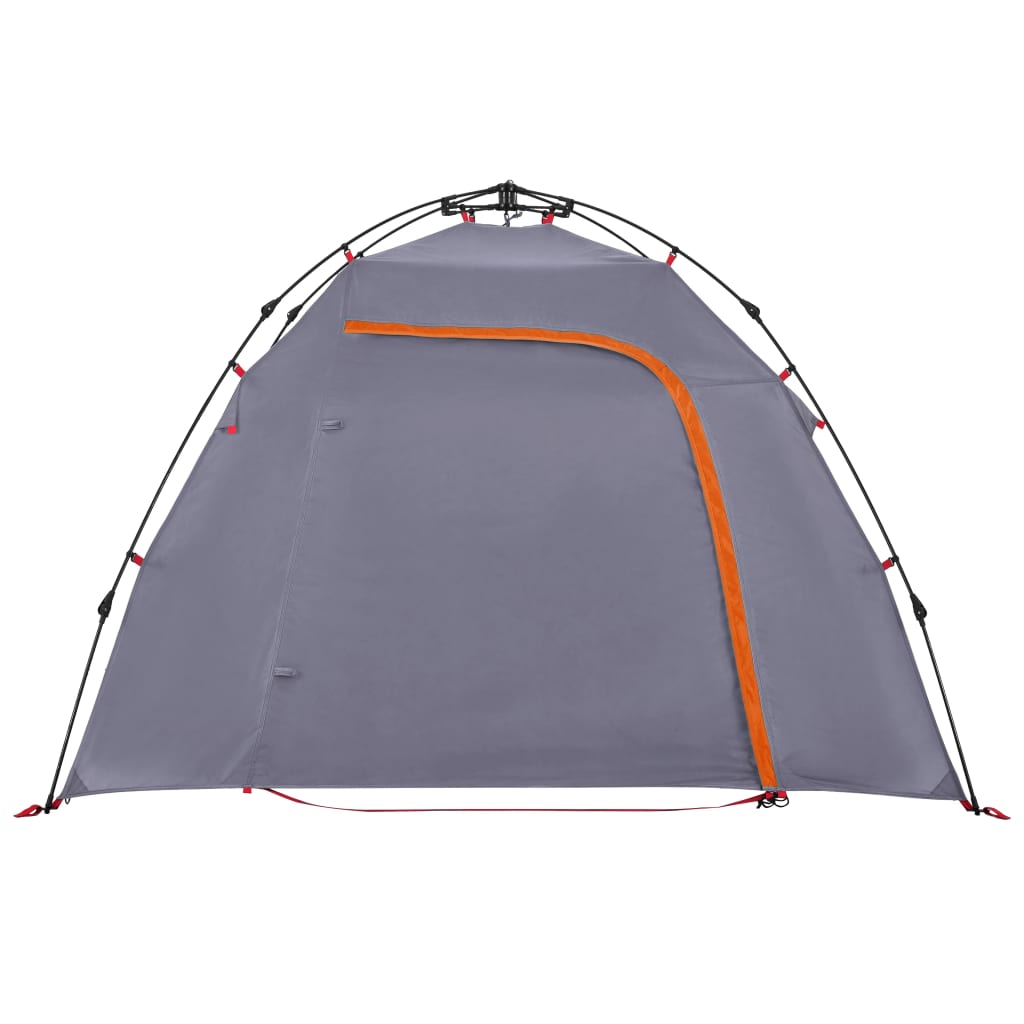 vidaXL Kuppel-Campingzelt 3 Personen Grau und Orange Quick Release