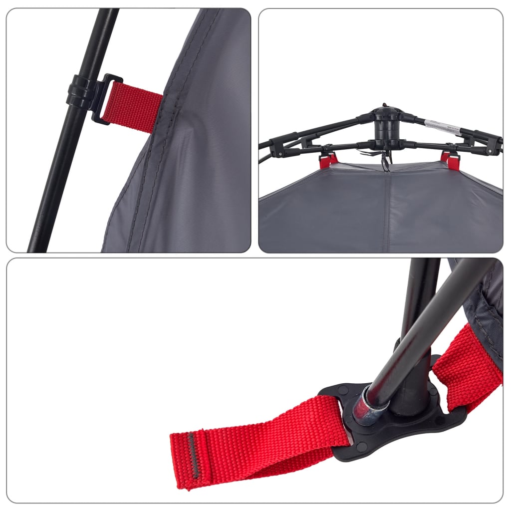 vidaXL Kuppel-Campingzelt 3 Personen Grau und Orange Quick Release