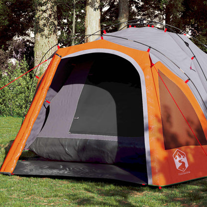 vidaXL Kuppel-Campingzelt 3 Personen Grau und Orange Quick Release