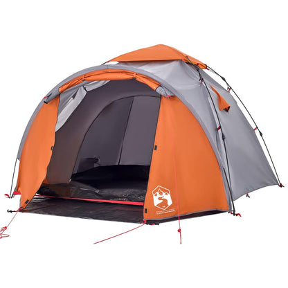 vidaXL Kuppel-Campingzelt 3 Personen Grau und Orange Quick Release