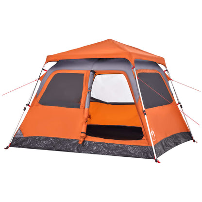 vidaXL Kuppel-Campingzelt 4 Personen Grau und Orange Quick Release