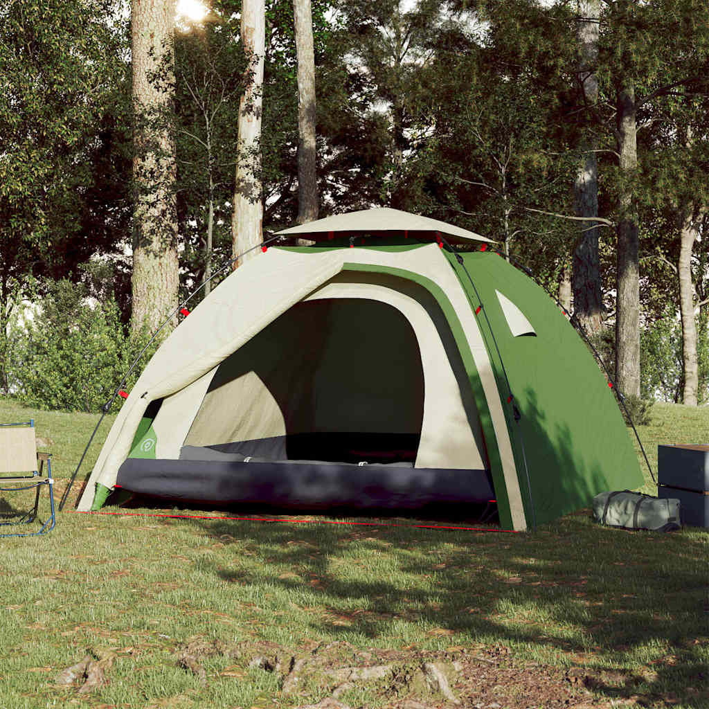 vidaXL Kuppel-Campingzelt 4 Personen Grün Quick Release