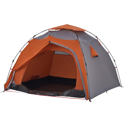 vidaXL Kuppel-Campingzelt 4 Personen Grau und Orange Quick Release