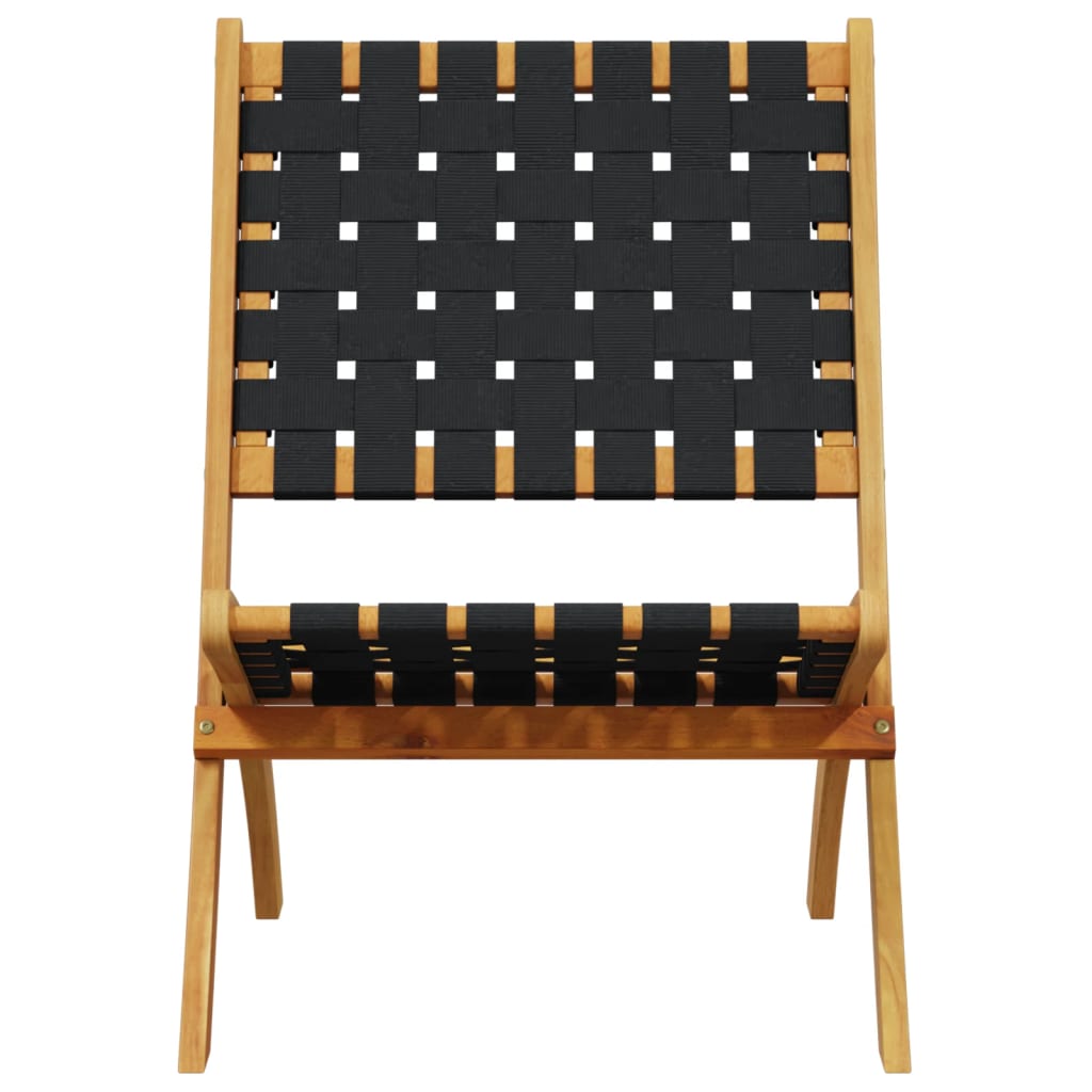 vidaXL Chaises de jardin pliantes 2 pcs Bois d'acacia massif et tissu Noir