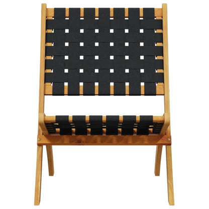 vidaXL Chaises de jardin pliantes 2 pcs Bois d'acacia massif et tissu Noir