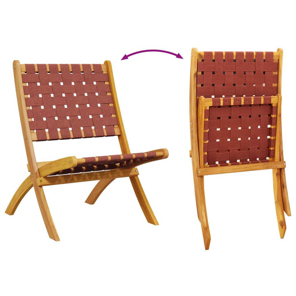 vidaXL Chaises de jardin 2 pcs Pliantes Rouges Bois d'acacia massif et tissu
