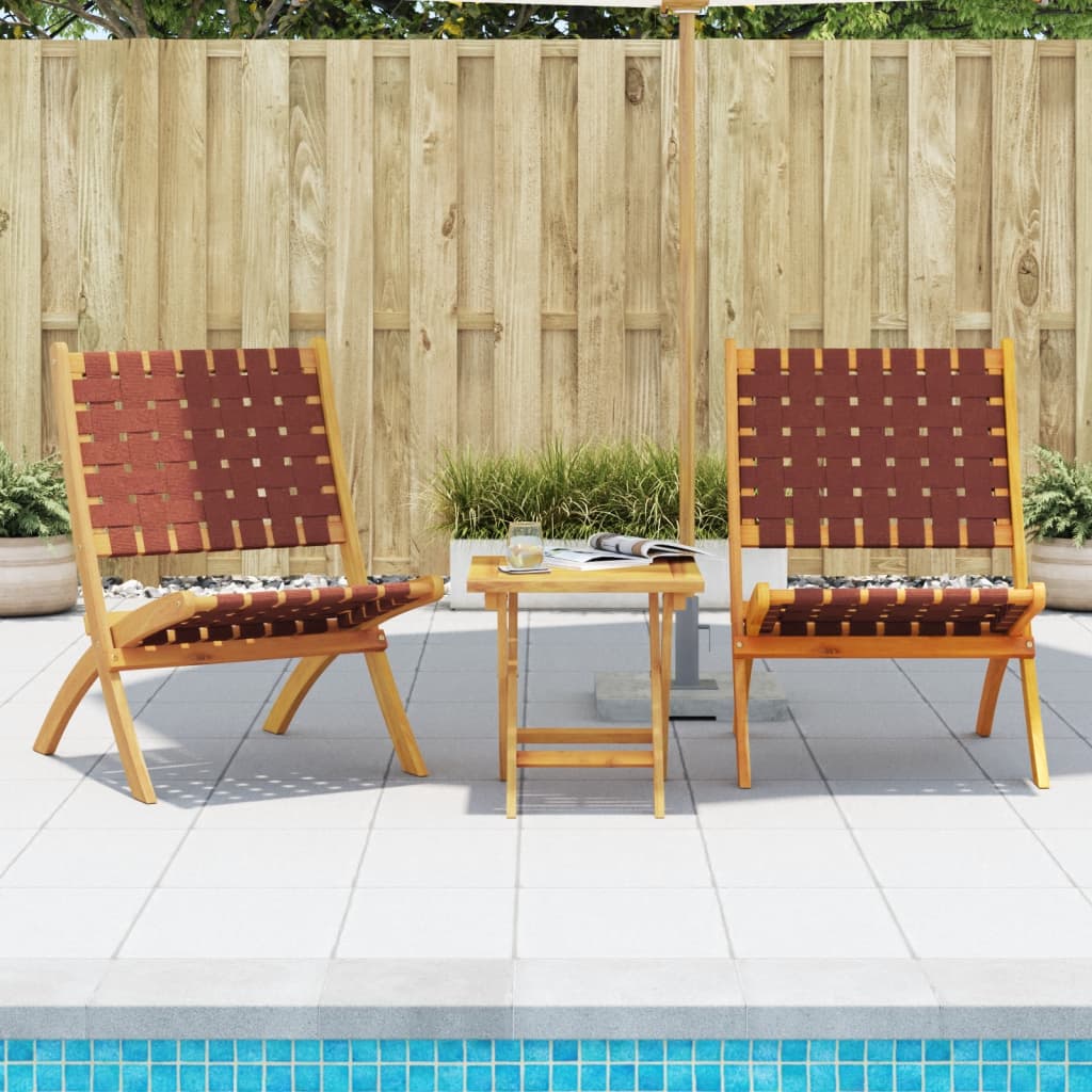 vidaXL Chaises de jardin 2 pcs Pliantes Rouges Bois d'acacia massif et tissu