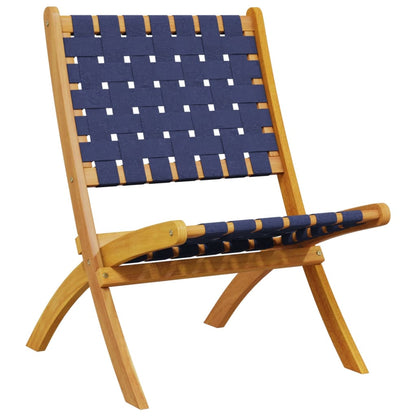 vidaXL Chaises de jardin 2 pcs Pliables Bleu foncé Bois d'acacia massif Tissu