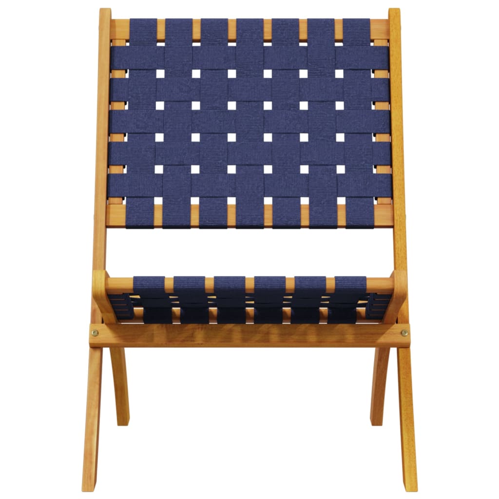 vidaXL Chaises de jardin 2 pcs Pliables Bleu foncé Bois d'acacia massif Tissu