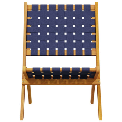 vidaXL Chaises de jardin 2 pcs Pliables Bleu foncé Bois d'acacia massif Tissu