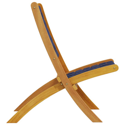 vidaXL Chaises de jardin 2 pcs Pliables Bleu foncé Bois d'acacia massif Tissu
