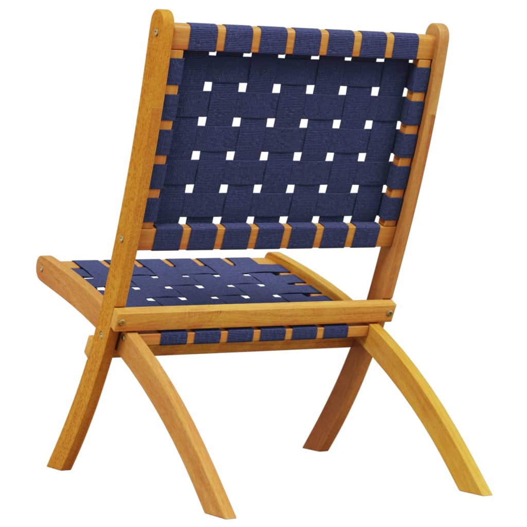 vidaXL Chaises de jardin 2 pcs Pliables Bleu foncé Bois d'acacia massif Tissu