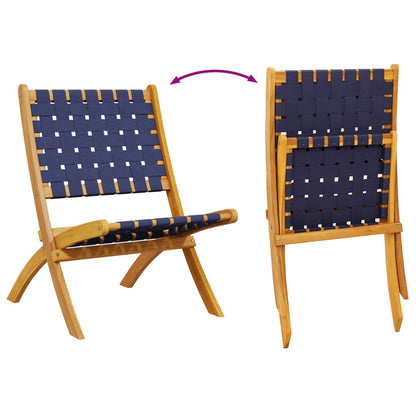 vidaXL Chaises de jardin 2 pcs Pliables Bleu foncé Bois d'acacia massif Tissu
