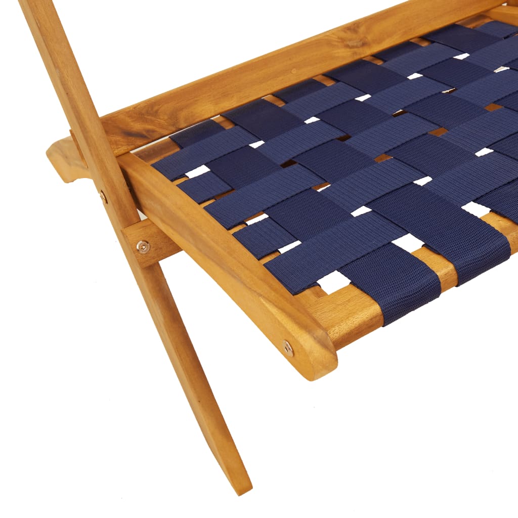 vidaXL Chaises de jardin 2 pcs Pliables Bleu foncé Bois d'acacia massif Tissu