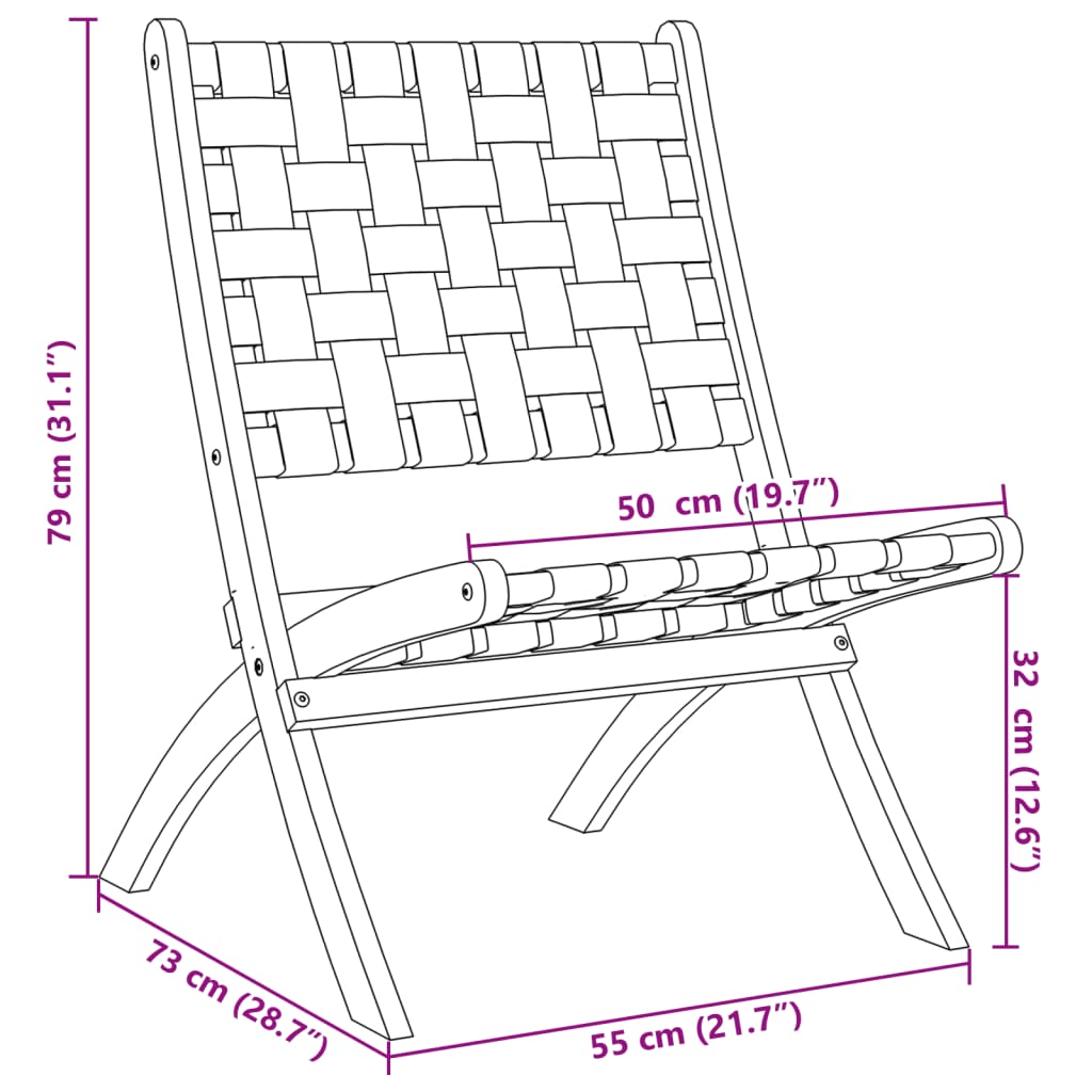 vidaXL Chaises de jardin 2 pcs Pliables Bleu foncé Bois d'acacia massif Tissu
