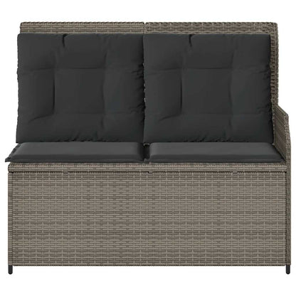 vidaXL Gartenbank Verstellbar mit Kissen Grau Poly Rattan