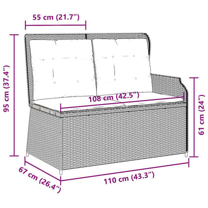 vidaXL Gartenbank Verstellbar mit Kissen Beige Poly Rattan