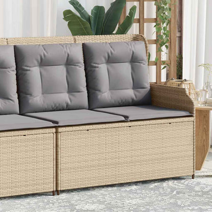 vidaXL Gartenbank Verstellbar mit Kissen Beige Poly Rattan
