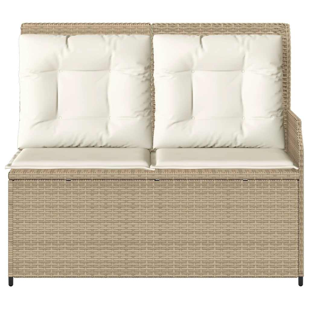 vidaXL Banc de jardin réglable avec coussins Beige Résine tressée