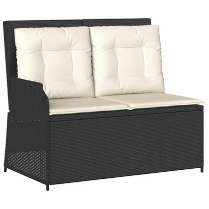 vidaXL Banc de jardin réglable avec coussin Résine tressée noire