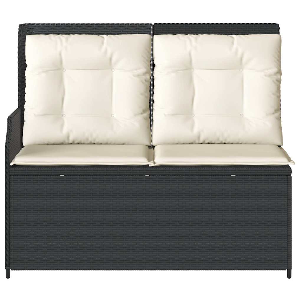 vidaXL Banc de jardin réglable avec coussin Résine tressée noire
