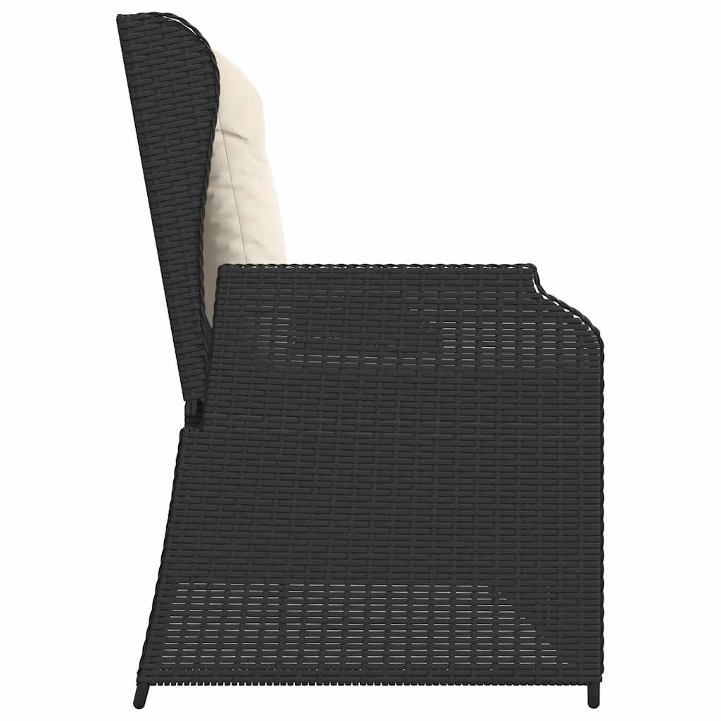 vidaXL Banc de jardin réglable avec coussin Résine tressée noire