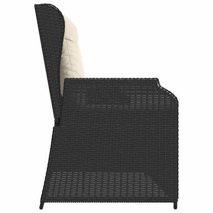 vidaXL Banc de jardin réglable avec coussin Résine tressée noire