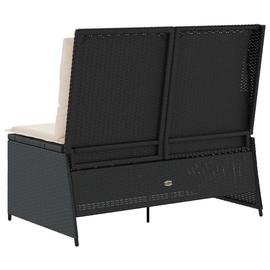 vidaXL Banc de jardin réglable avec coussin Résine tressée noire