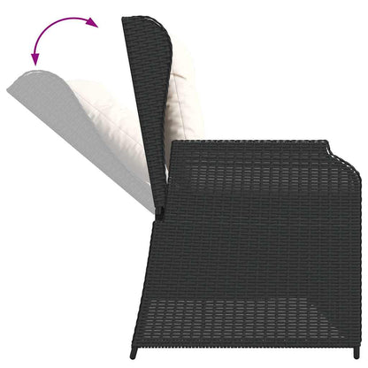 vidaXL Banc de jardin réglable avec coussin Résine tressée noire