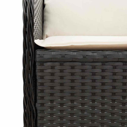 vidaXL Banc de jardin réglable avec coussin Résine tressée noire