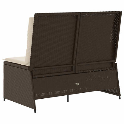 vidaXL Gartenbank Verstellbar mit Kissen Braun Poly Rattan