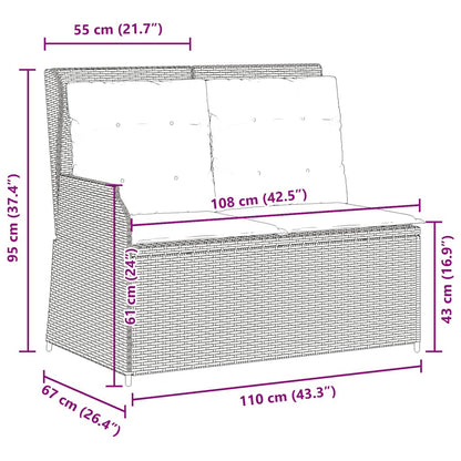 vidaXL Gartenbank Verstellbar mit Kissen Braun Poly Rattan