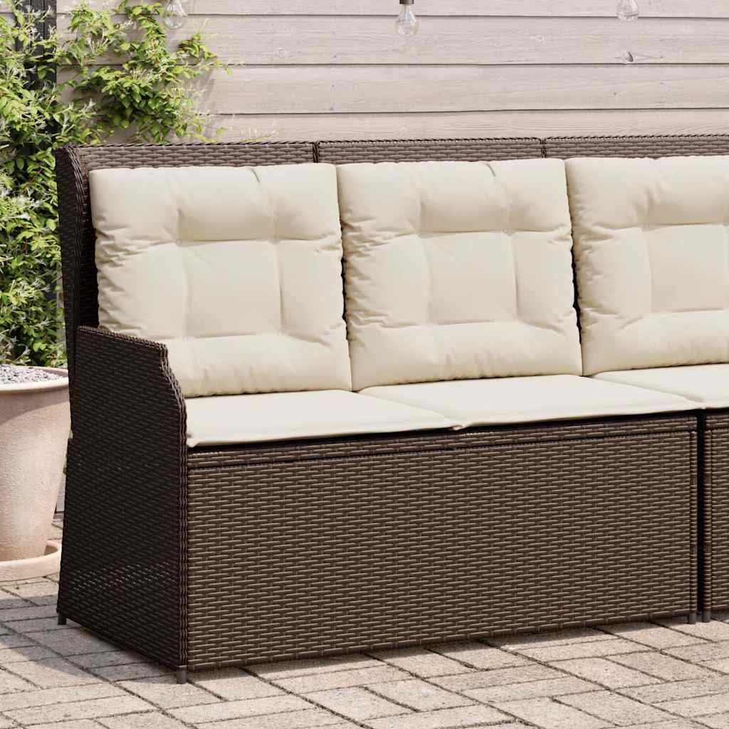 vidaXL Gartenbank Verstellbar mit Kissen Braun Poly Rattan