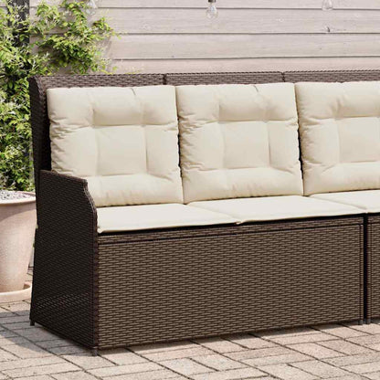 vidaXL Gartenbank Verstellbar mit Kissen Braun Poly Rattan