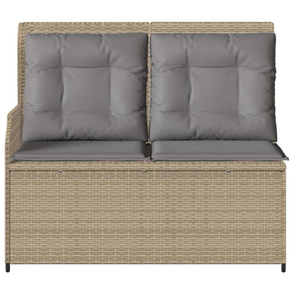 vidaXL Gartenbank Verstellbar mit Kissen Beige Poly Rattan